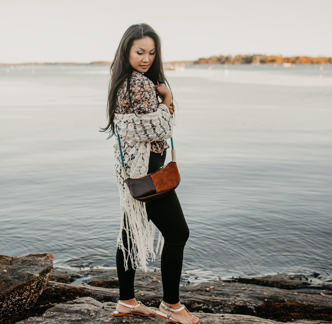 Zip Crossbody in Brown Leather