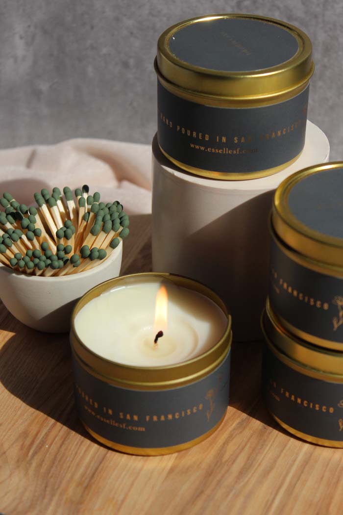 Geranium & Sandalwood Gold Tin Candle