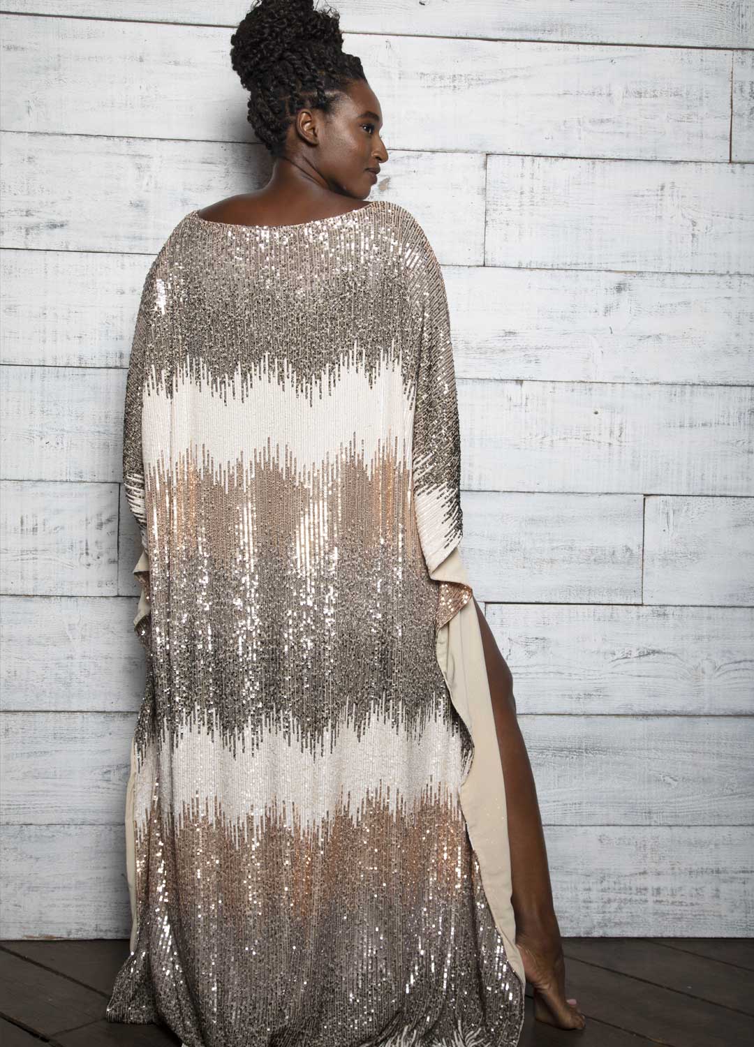 Metallic Sequin Maxi Kaftan