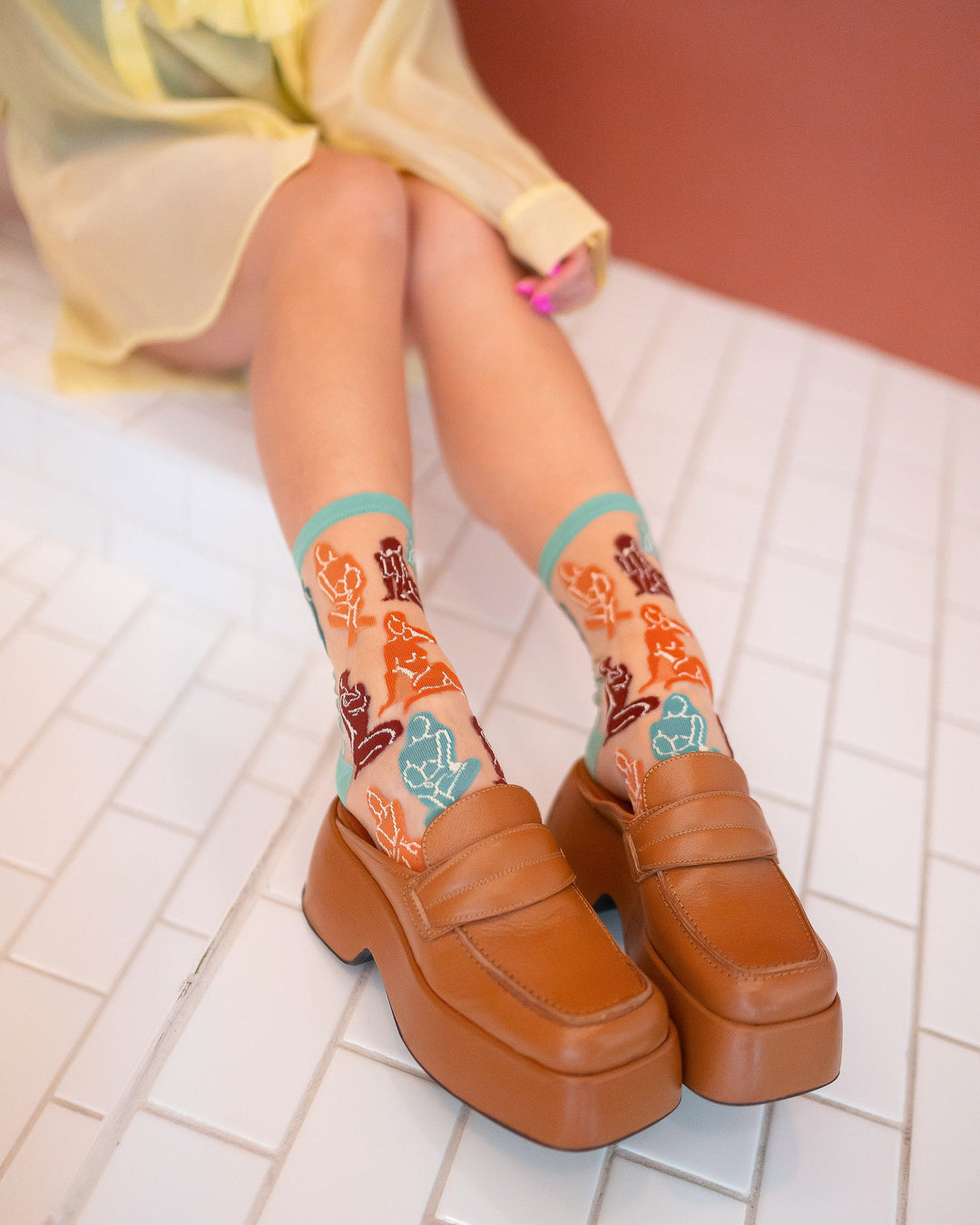 Terracotta Ladies Sheer Crew Sock