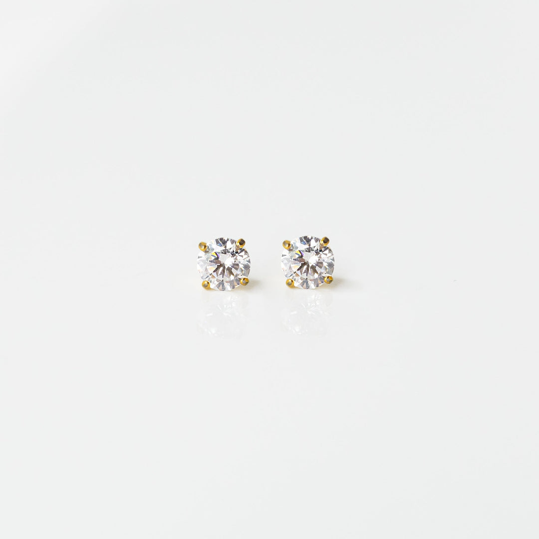 Solitaire Round Flat Back Sleeper Earrings