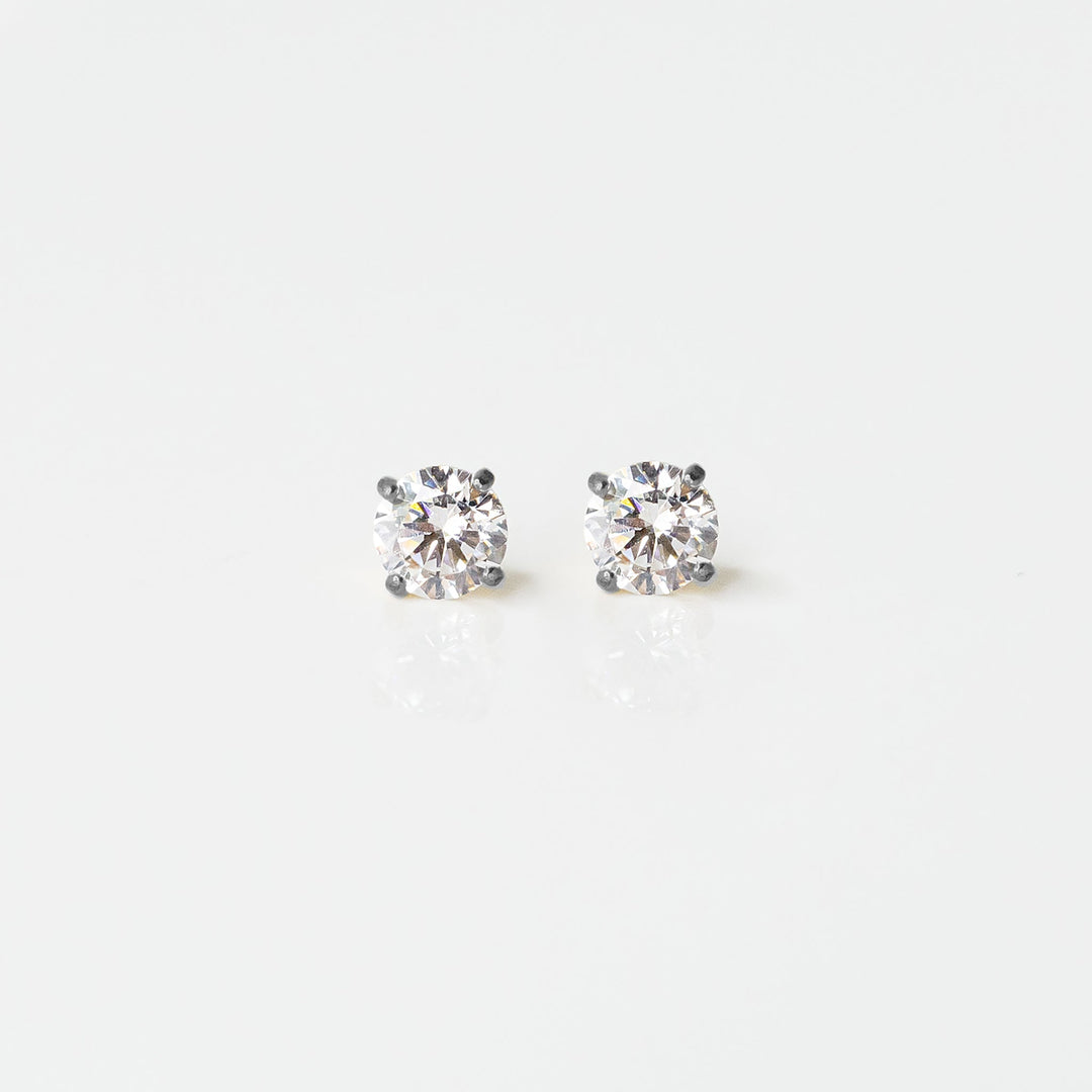 Solitaire Round Flat Back Sleeper Earrings