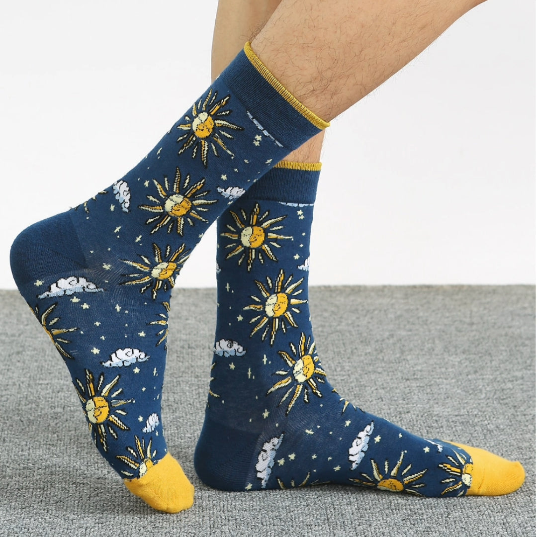 Sun and Clouds Pattern Socks from the Sock Panda (Adult Large)