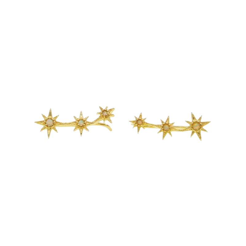 Opal Star Climber Earrings