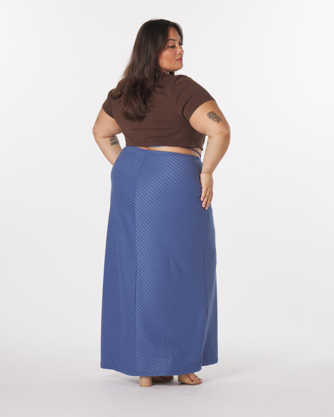 “Luna” Knit Tie-Around Maxi Skirt in Frost