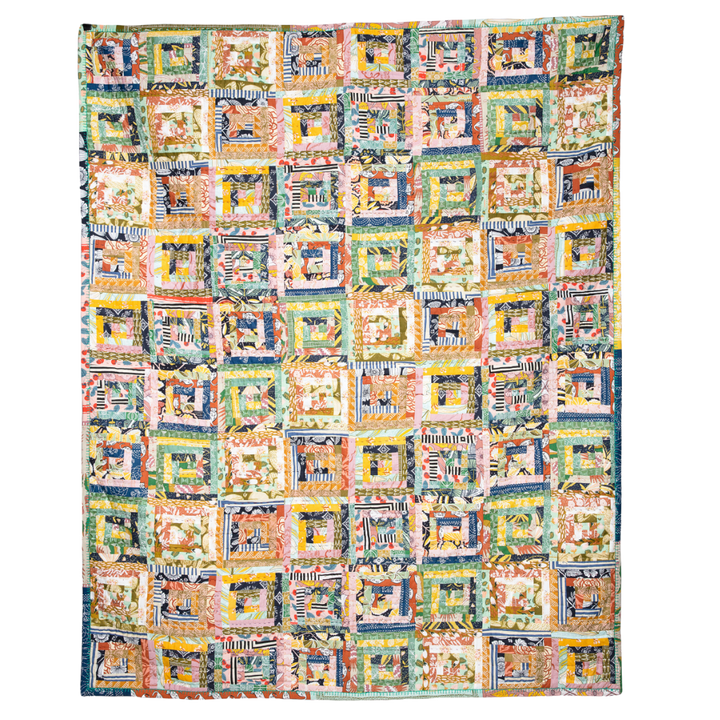 Handmade Handker Log Cabin Bandana Quilt: One-of-a-Kind