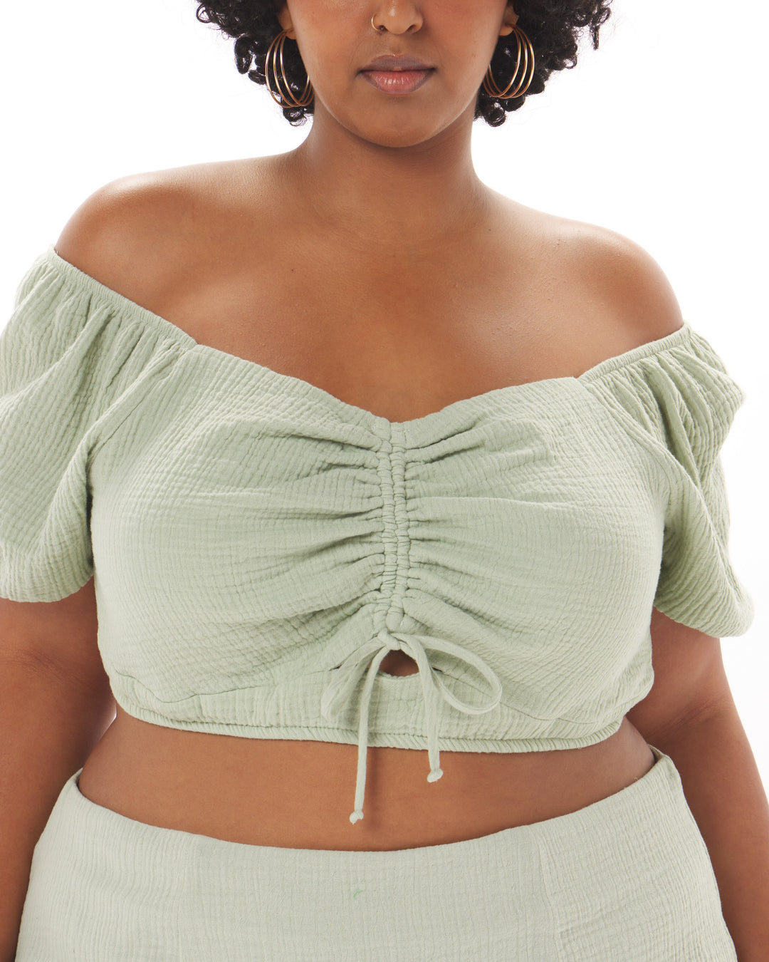 "Melanie" Cotton Gauze Top in Sage