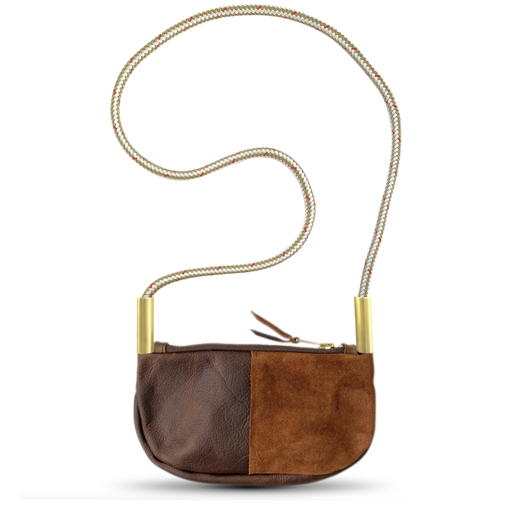 Zip Crossbody in Brown Leather