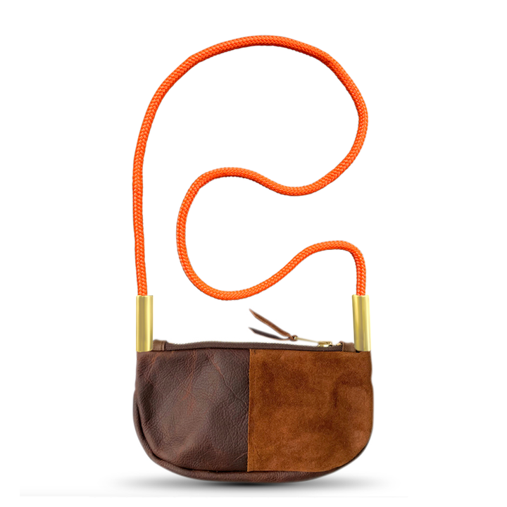 Zip Crossbody in Brown Leather