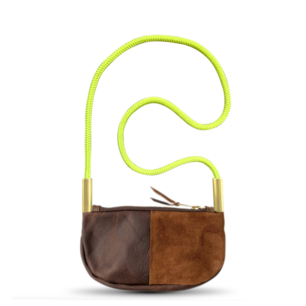 Zip Crossbody in Brown Leather