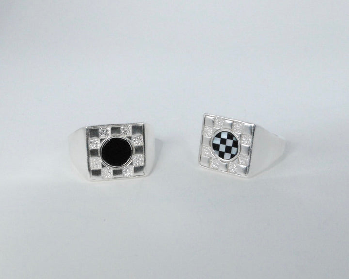 Square Checkerboard Inlay Ring (5 stone options)