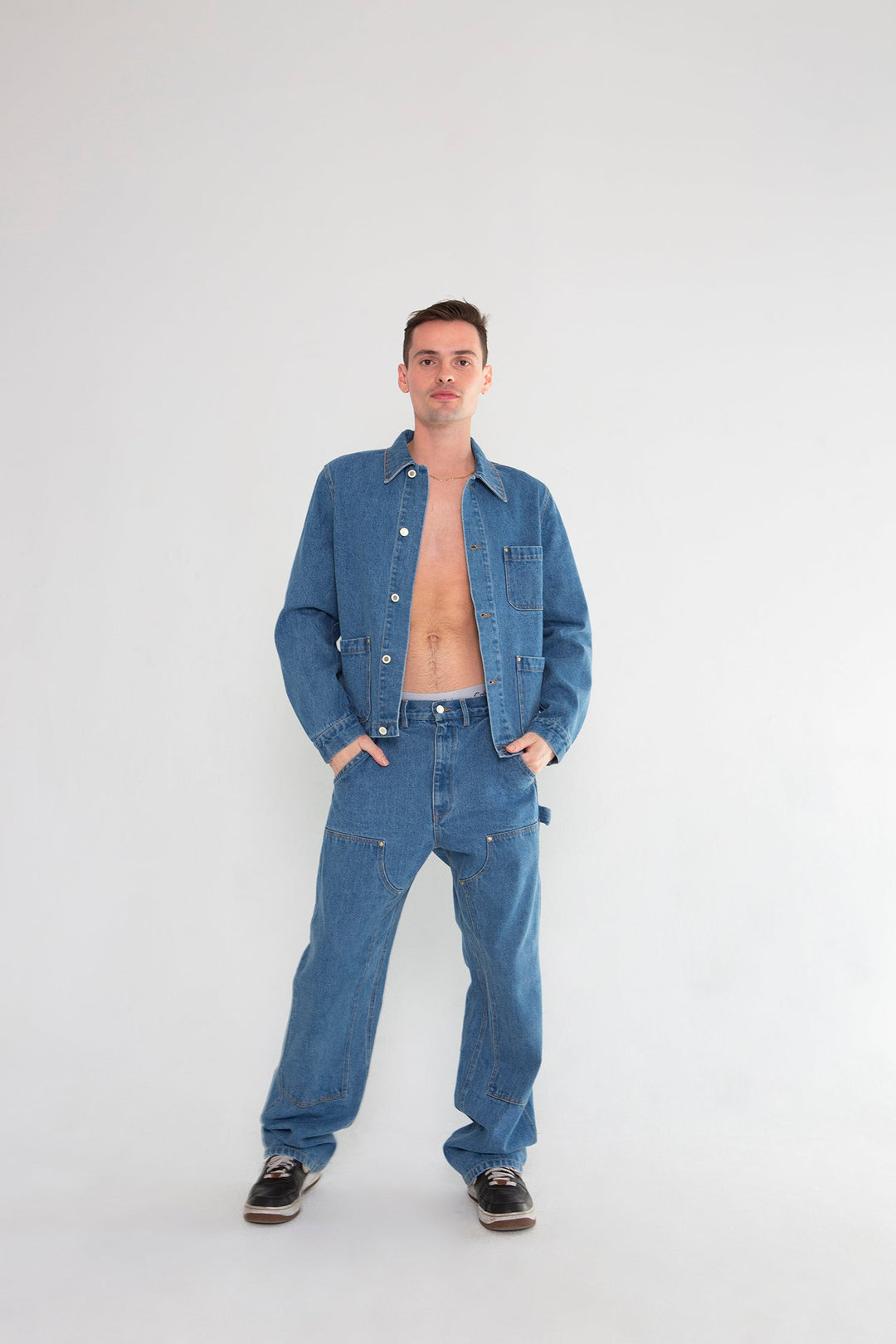 Blue Denim Double Knee Work Pants