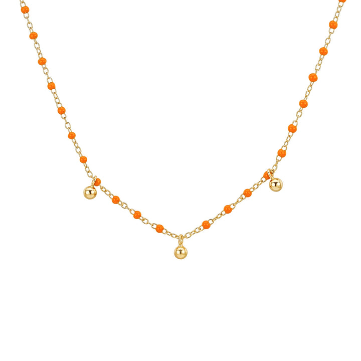 Zola Beaded Station Gold Charm Necklace