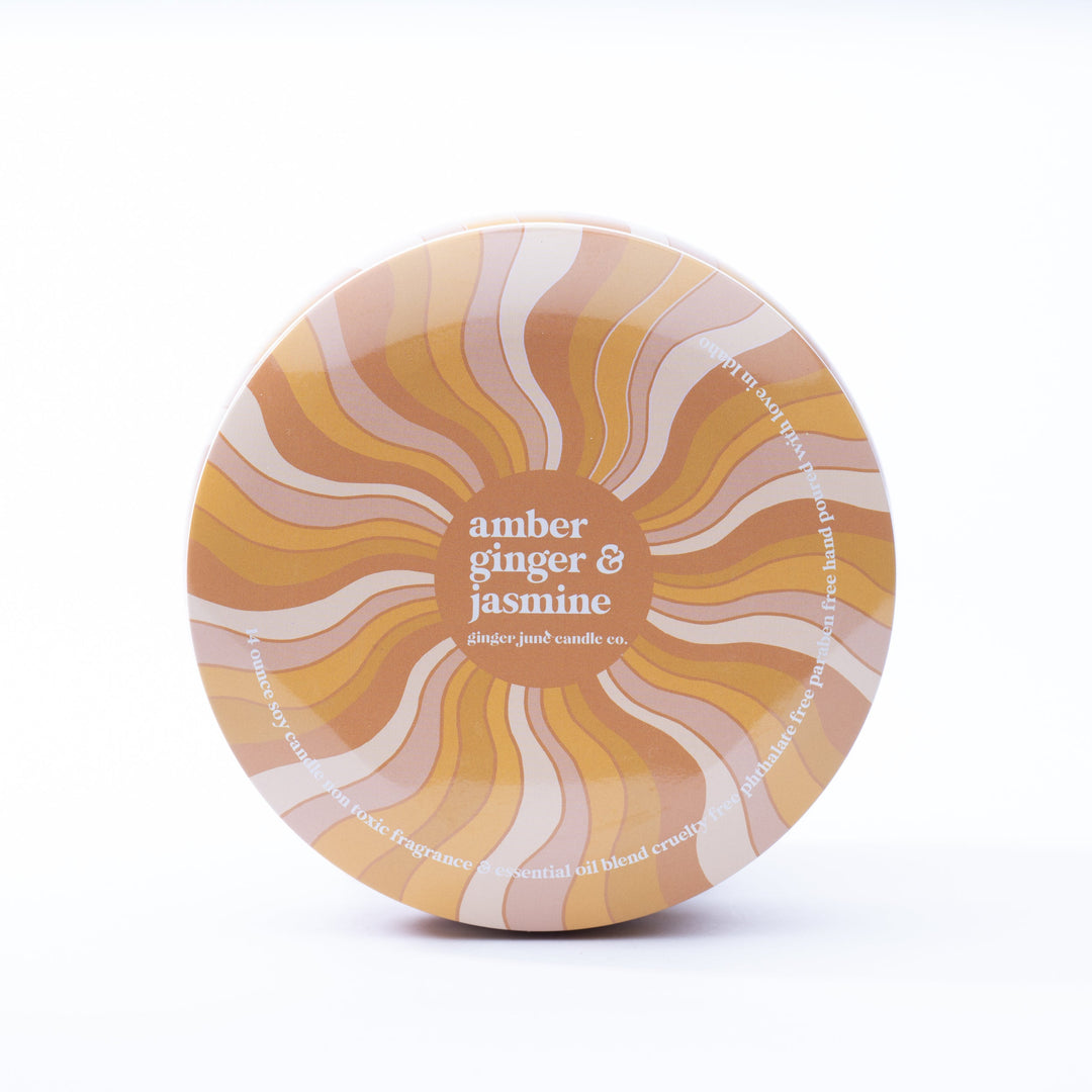 groovy swirl tin: amber + ginger + jasmine