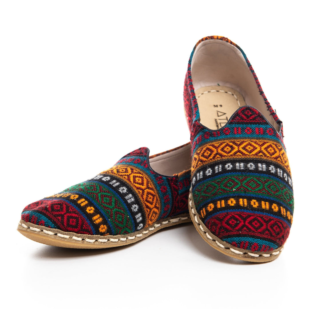 Burgundy Kilim Slip On Shoes