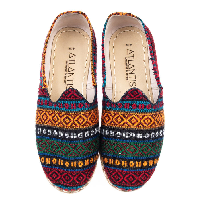 Burgundy Kilim Slip On Shoes