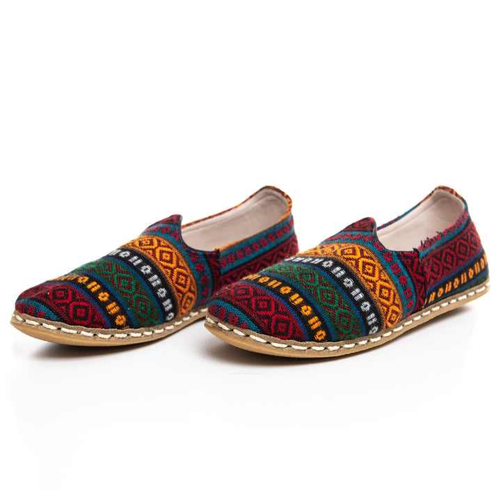 Burgundy Kilim Slip On Shoes