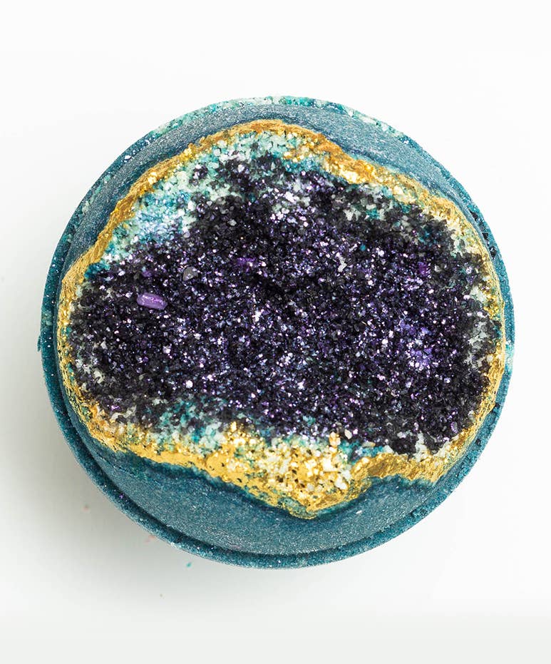 Christmas 🎄Crystal Geode Bath Bomb - Obsidian, Gold + Black