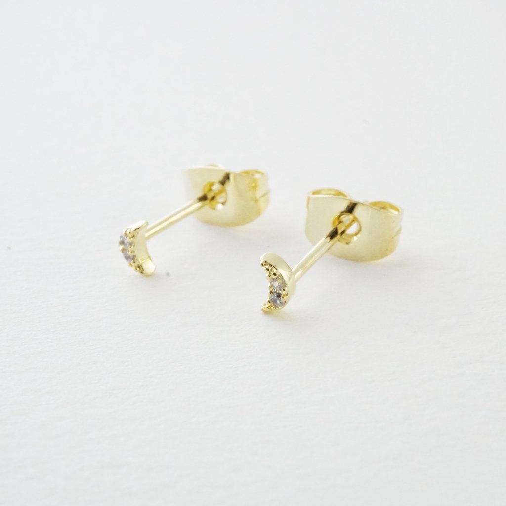 Mini Moon Crystal Stud Earrings