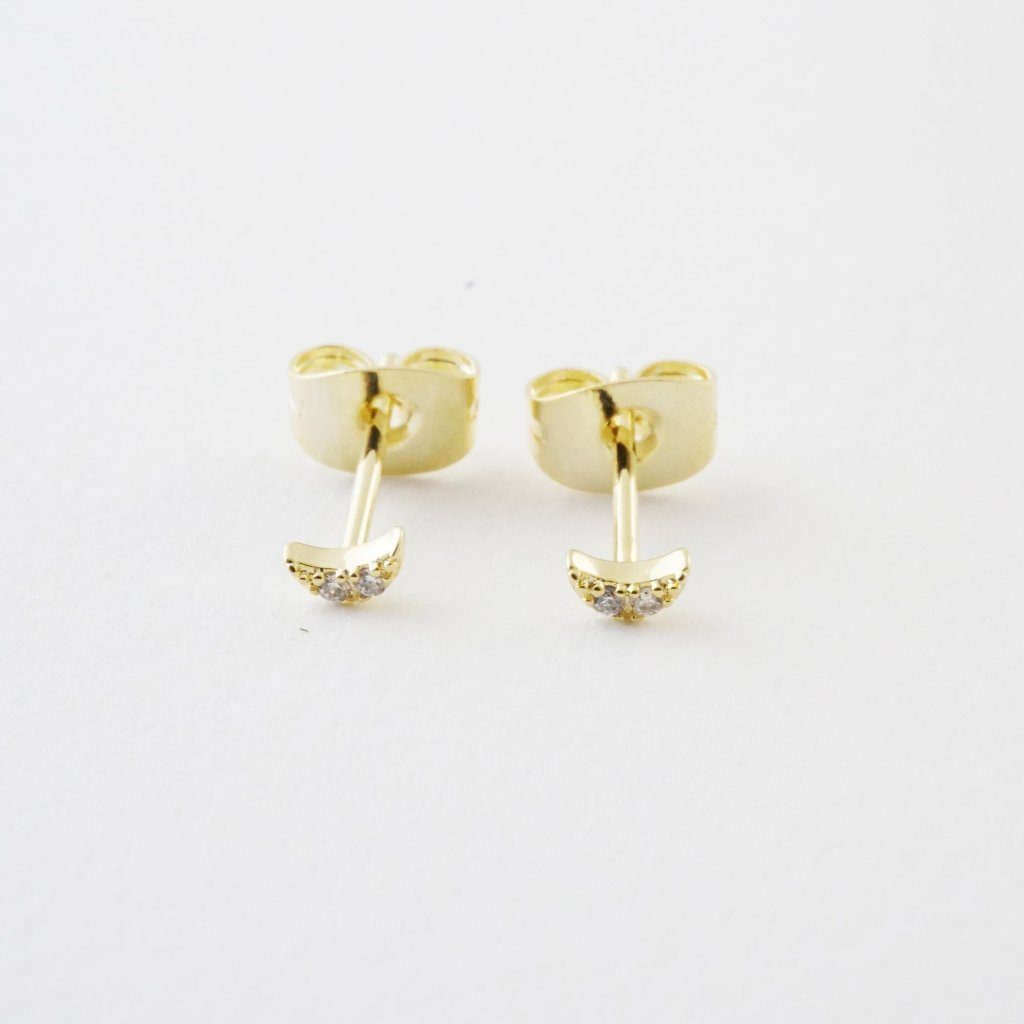 Mini Moon Crystal Stud Earrings