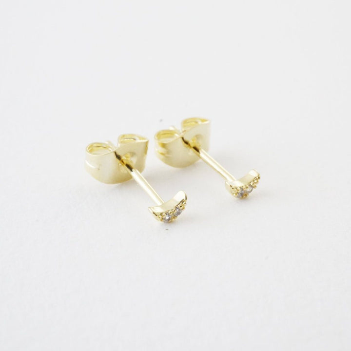 Mini Moon Crystal Stud Earrings