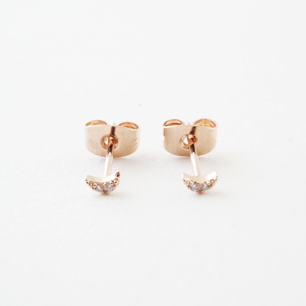 Mini Moon Crystal Stud Earrings