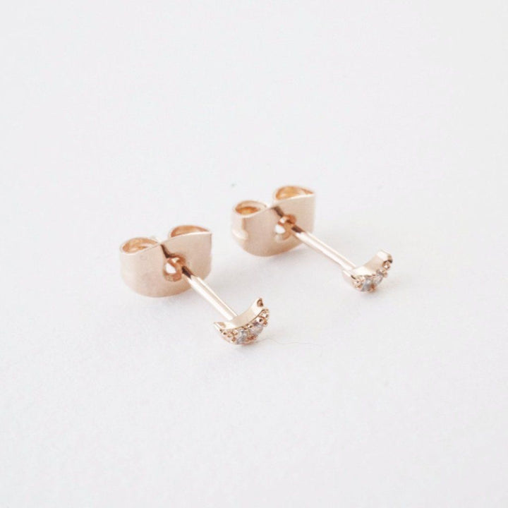 Mini Moon Crystal Stud Earrings