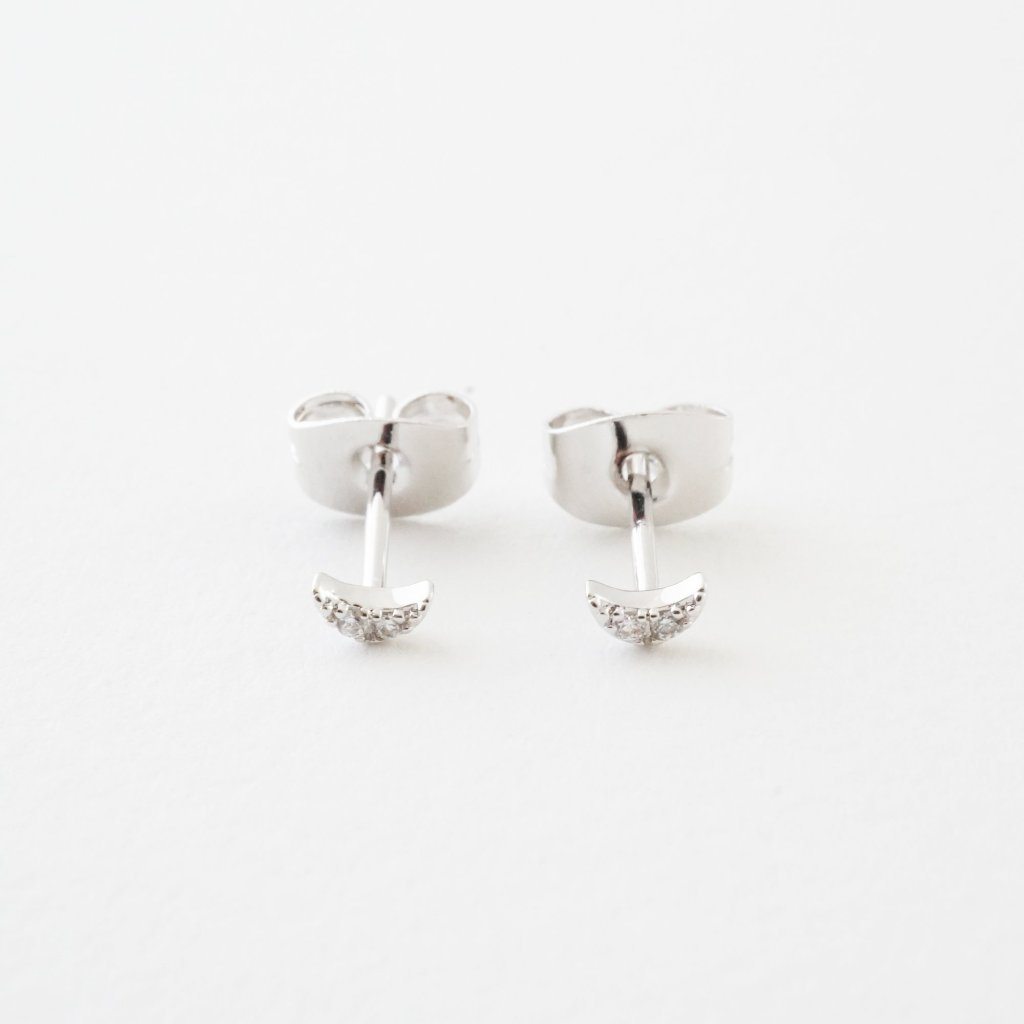 Mini Moon Crystal Stud Earrings