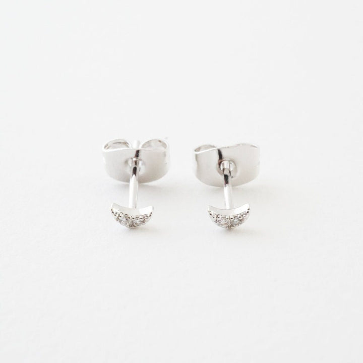 Mini Moon Crystal Stud Earrings