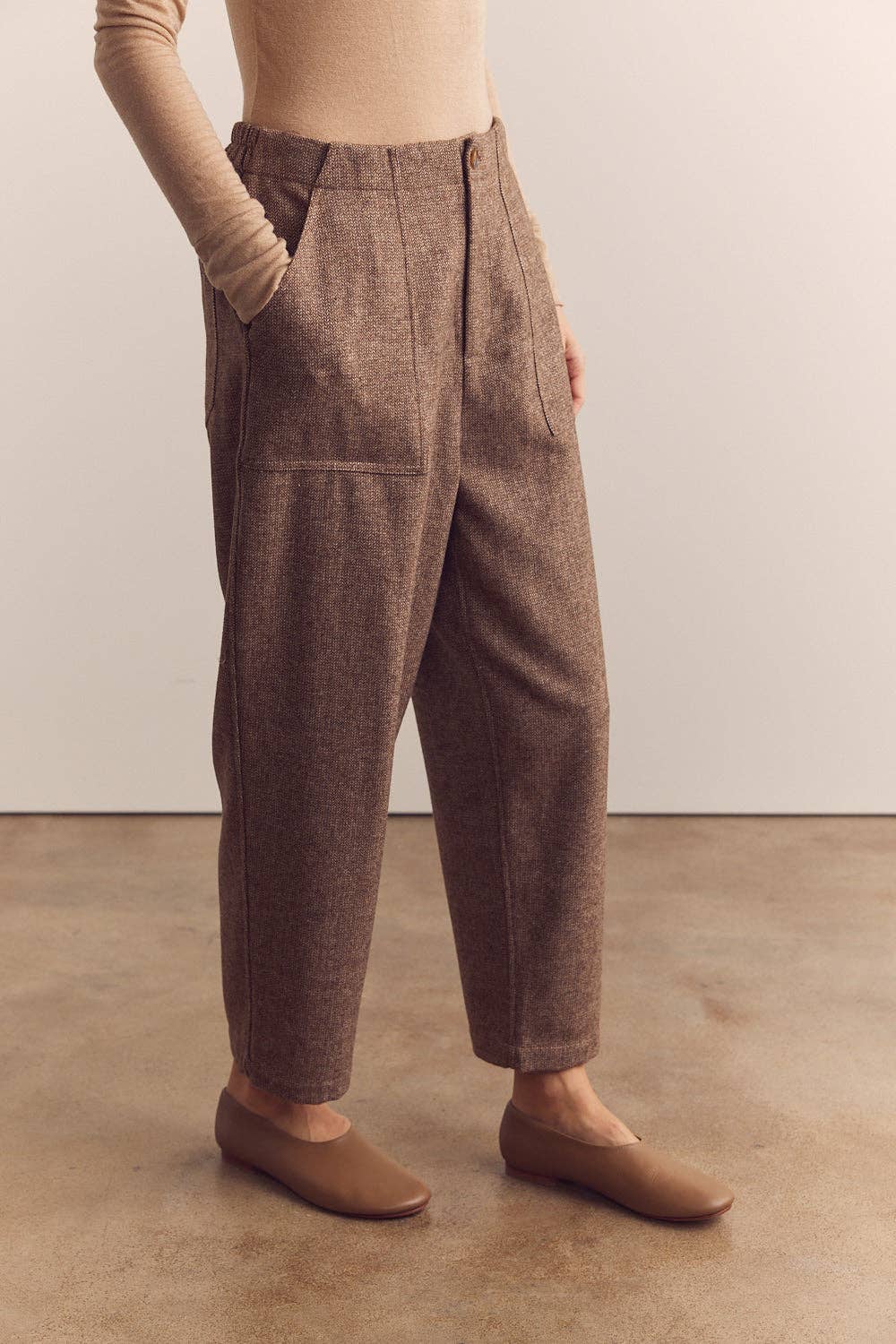 Wool Blend Herringbone Pants