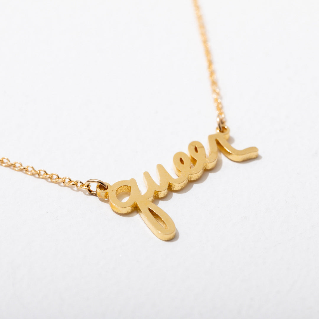 Queer Script Necklace