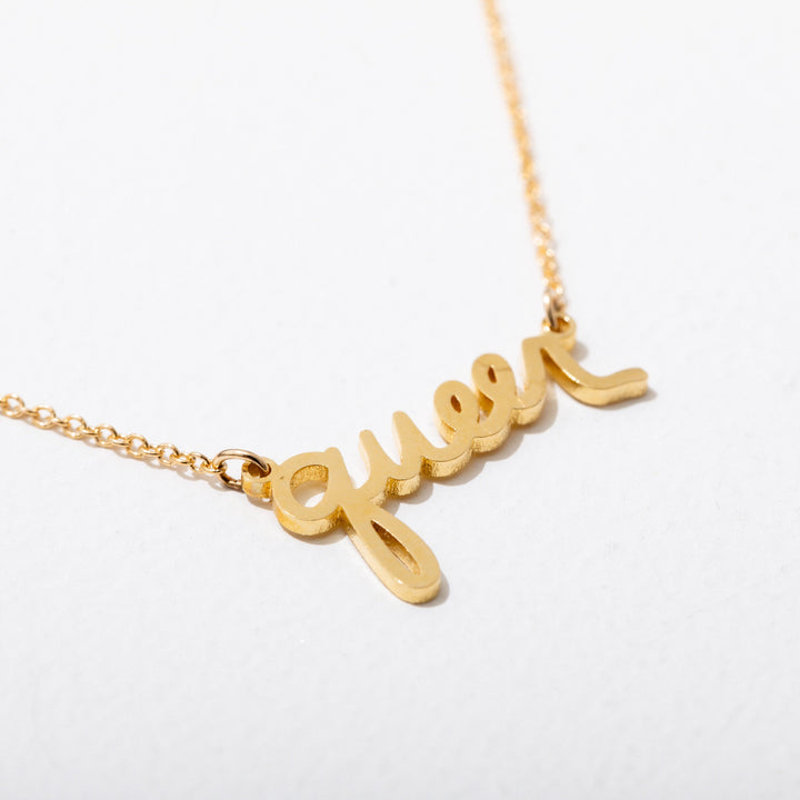 Queer Script Necklace