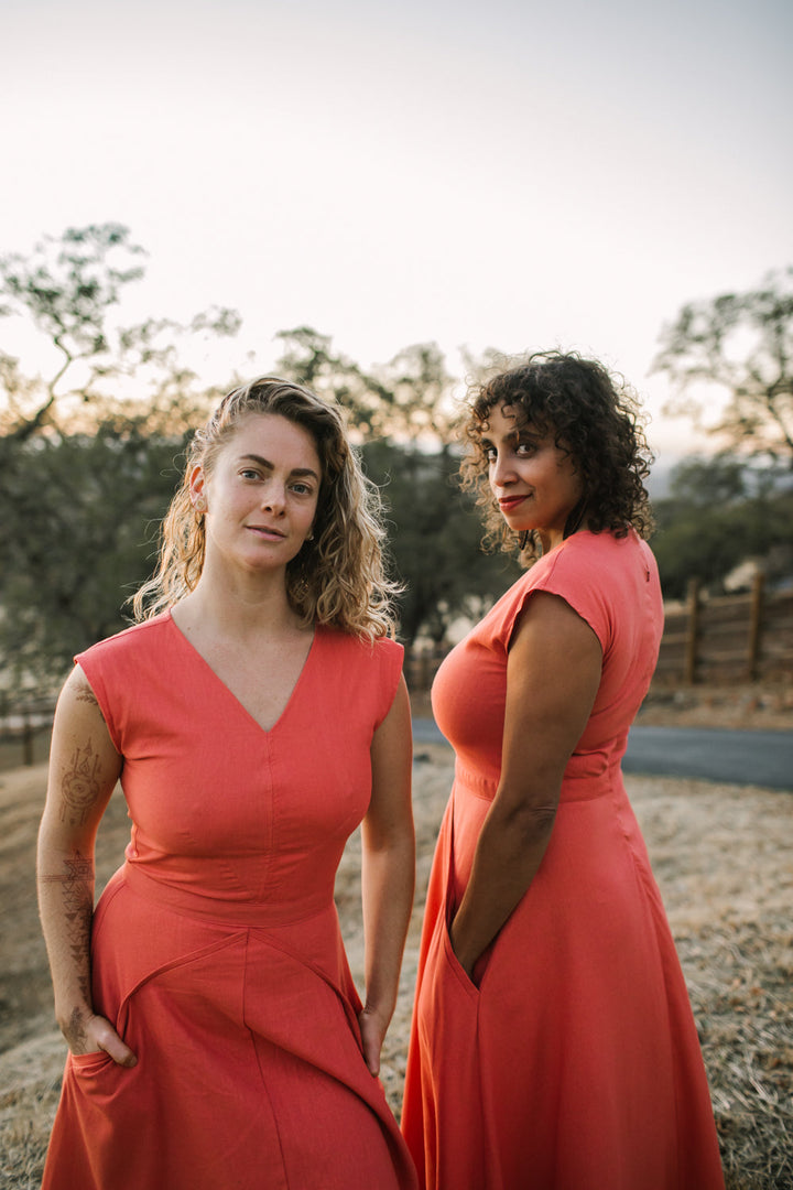 Xena Dress in Coral Linen