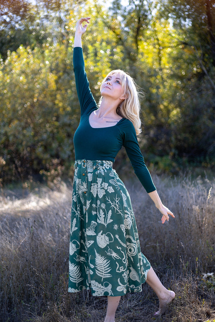 Trices Skirt in Emerald Woodland Wonder