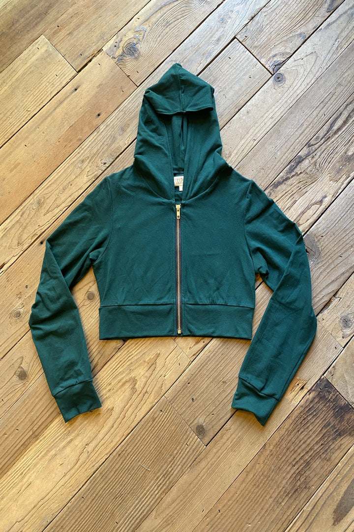 Cropped Hoodie In Emerald Green