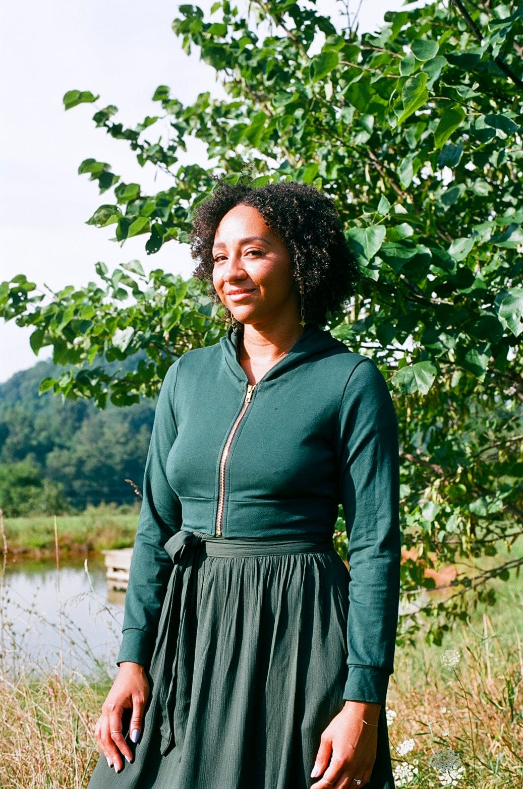 Cropped Hoodie In Emerald Green