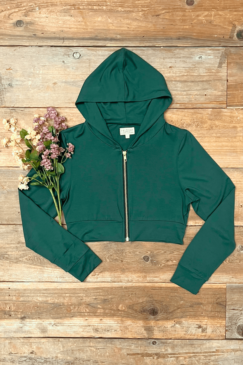 Cropped Hoodie in Fern Green Modal