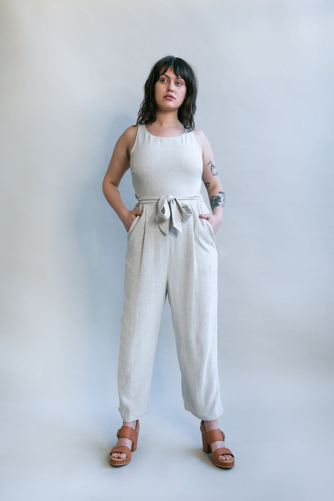 Liberty Jumpsuit in Oat Linen