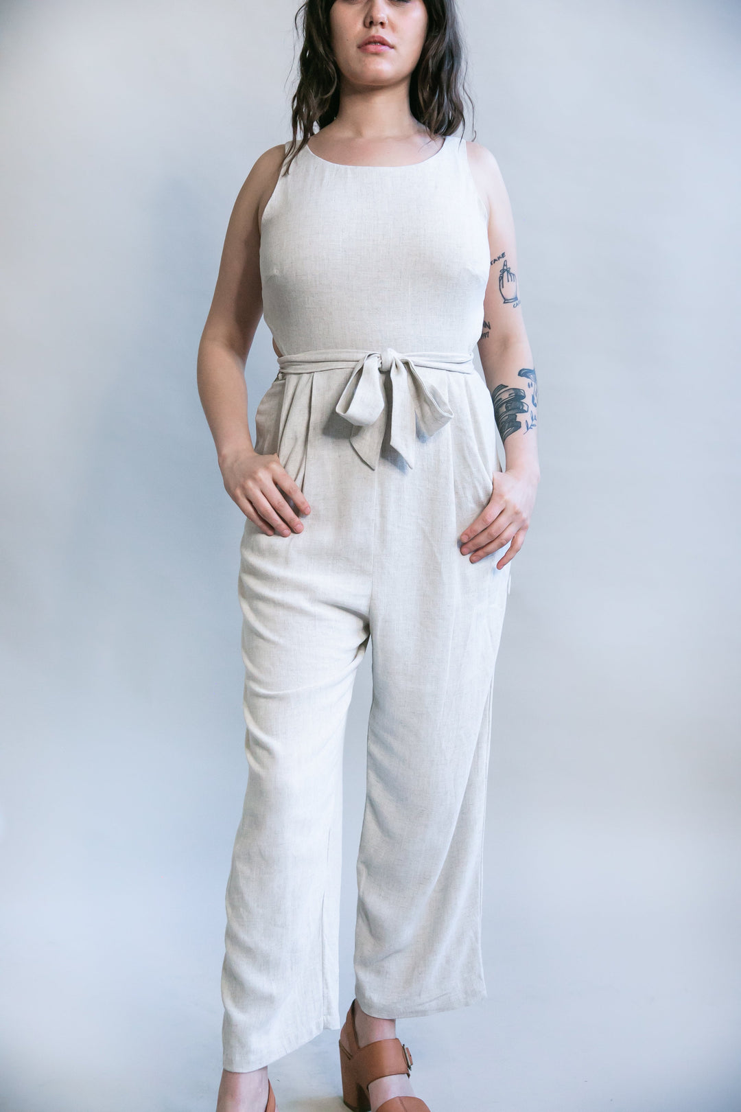 Liberty Jumpsuit in Oat Linen