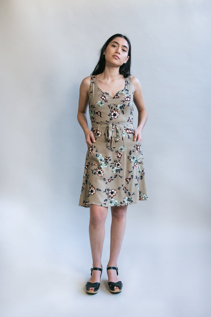 Wrap Dress in Taupe Floral