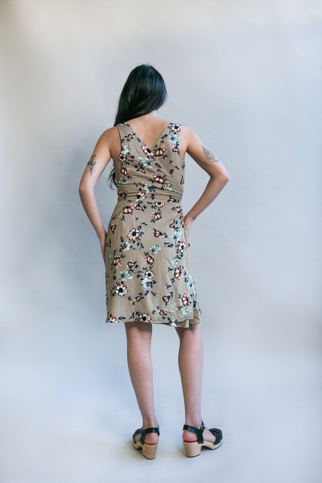 Wrap Dress in Taupe Floral