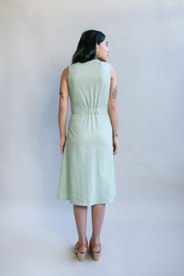 Winona Dress in Sage Linen