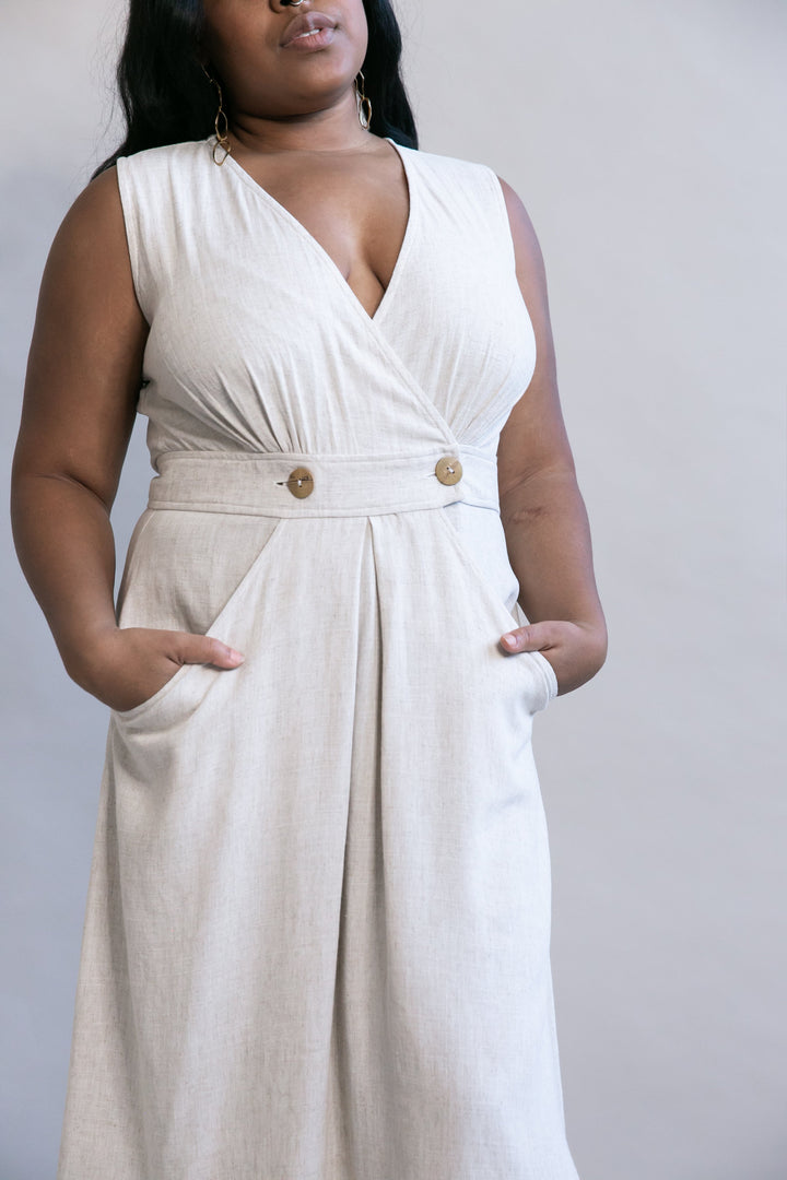 Winona Dress in Oat Linen