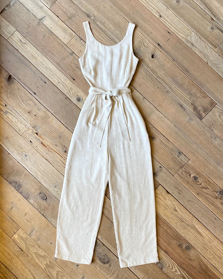 Liberty Jumpsuit in Oat Linen