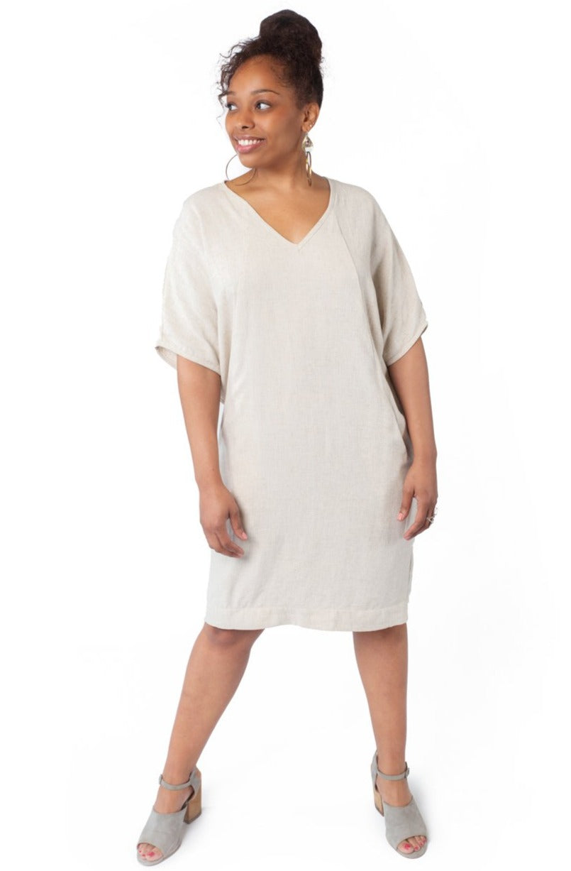 Cocoon Dress in Oat Linen