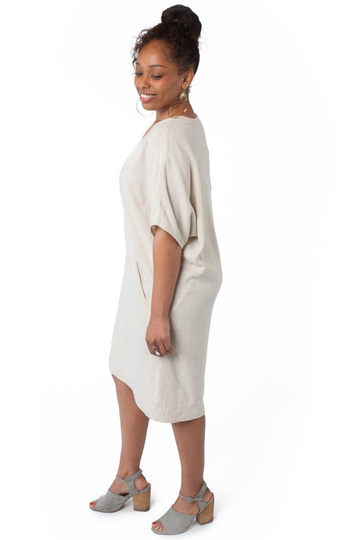 Cocoon Dress in Oat Linen