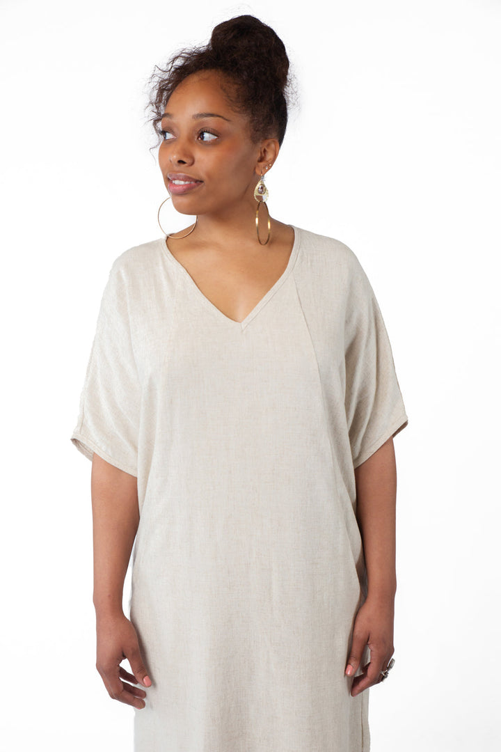 Cocoon Dress in Oat Linen