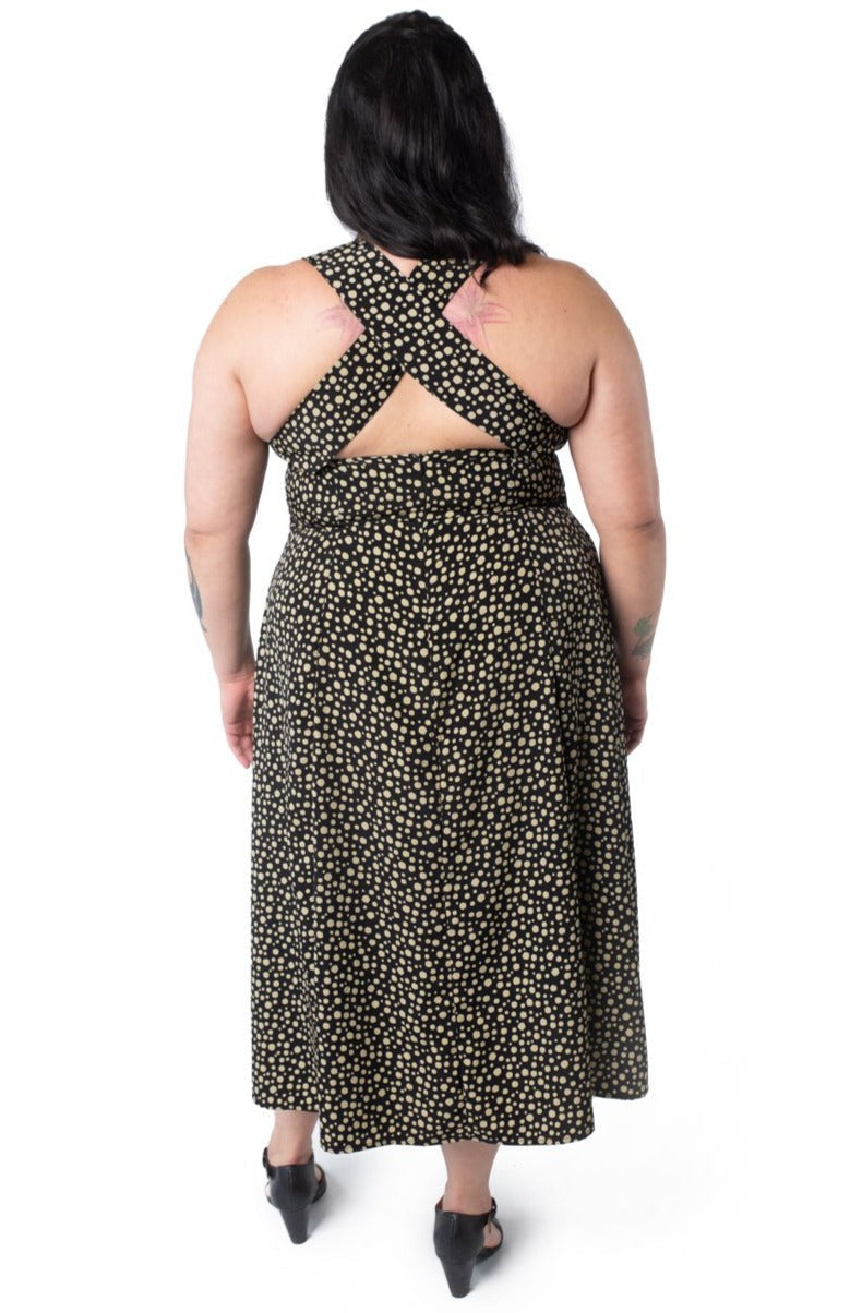 Iris Dress in Black and Creme Dot