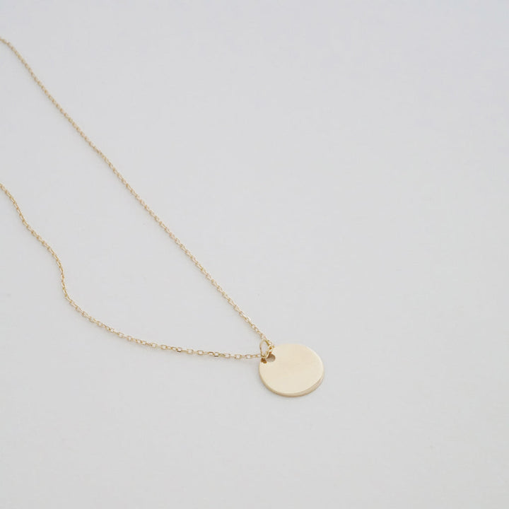 Mini Hanging Sun Disc Necklace, 14k Gold