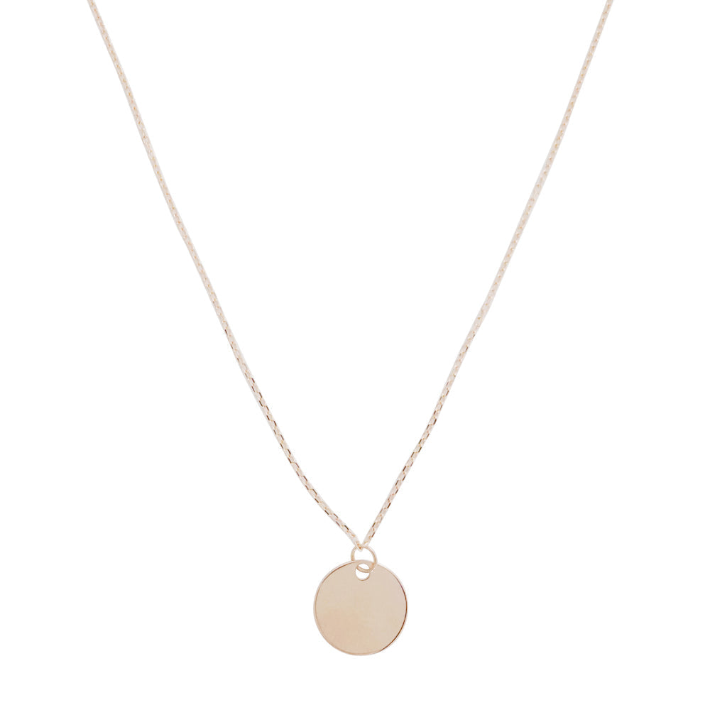 Mini Hanging Sun Disc Necklace, 14k Gold